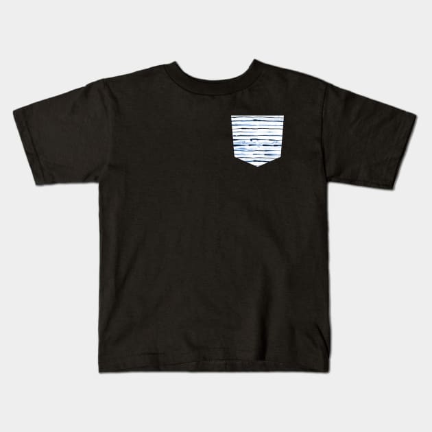 Pocket - Electric Ink Lines White Kids T-Shirt by ninoladesign